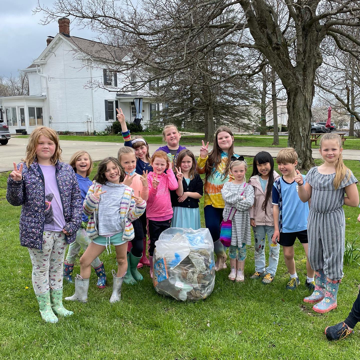 Young McGuffey students outdoors together